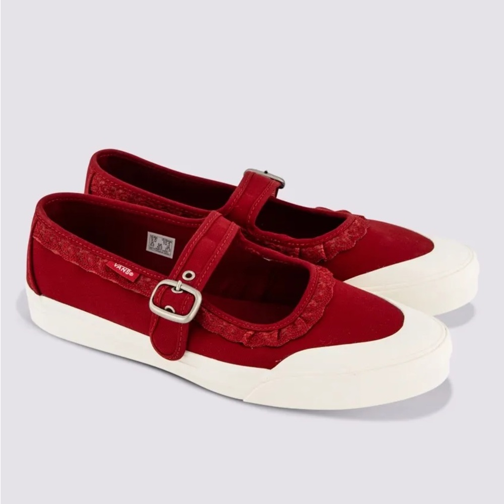 Red Mary Jane Vans With Lace Ruffles